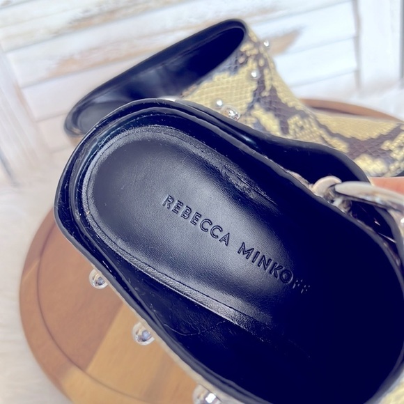 REBECCA MINKOFF l  Harness Silver Studs Snake Bootie Slip-On Mule Clogs - Picture 4 of 10